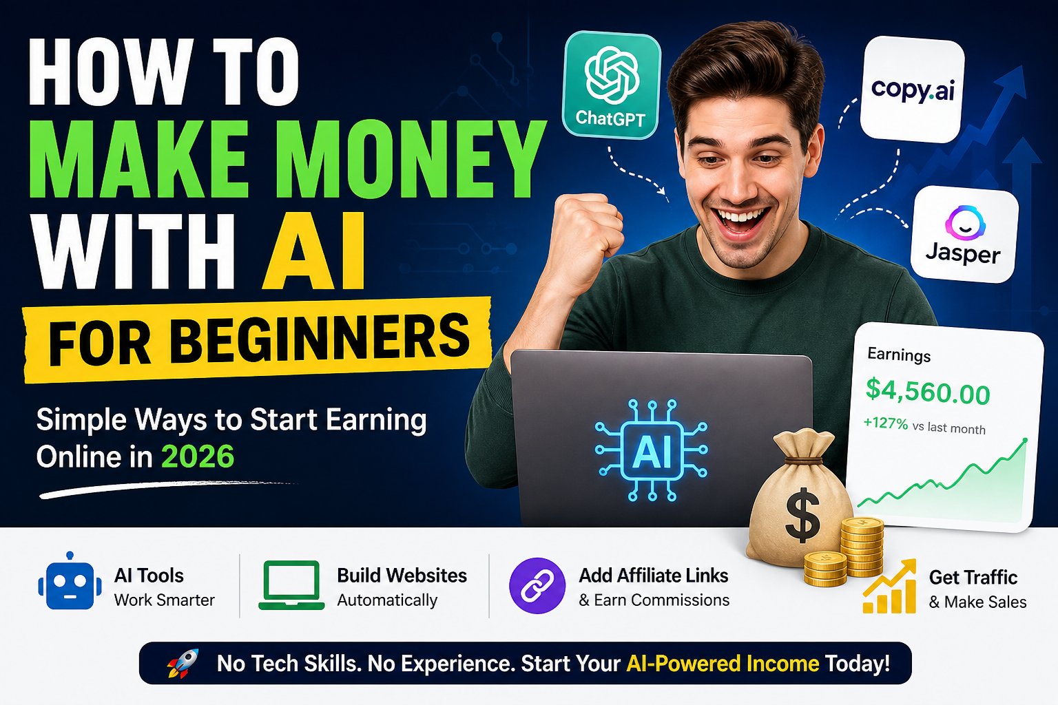 How to Make Money with AI in 2026 (Beginner-Friendly Step-by-Step Guide) make money with AI for beginners